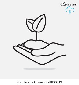 Line icon-hand sprout