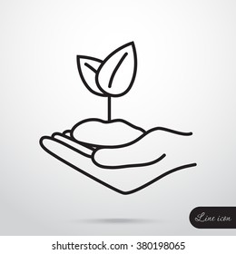 Line icon-hand sprout