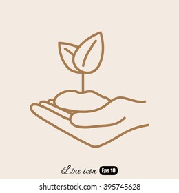 Line icon-hand sprout