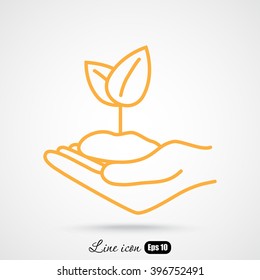 Line icon-hand sprout