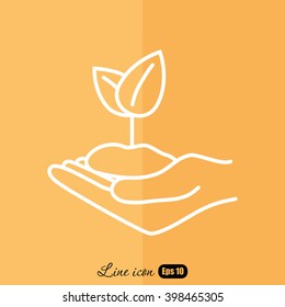 Line icon-hand sprout