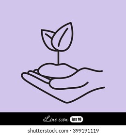 Line icon-hand sprout