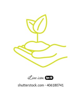 Line icon-hand sprout