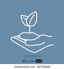 Line icon-hand sprout