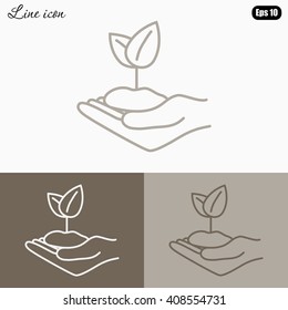 Line icon-hand sprout