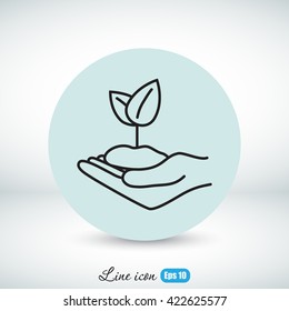 Line icon-hand sprout