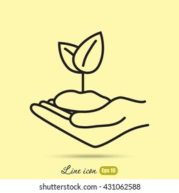 Line icon-hand sprout