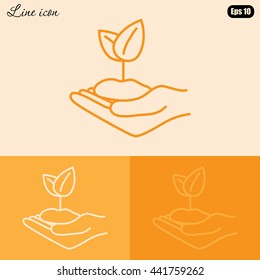 Line icon-hand sprout