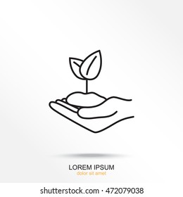 Line icon-hand sprout