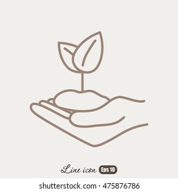 Line icon-hand sprout