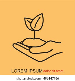 Line icon-hand sprout