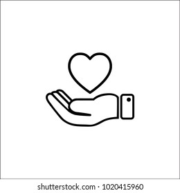 Line icon-heart in hand