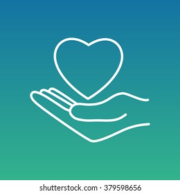 Line icon-heart in hand