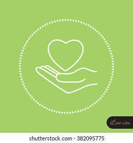 Line icon-heart in hand