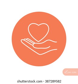 Line icon-heart in hand