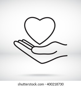 Line icon-heart in hand