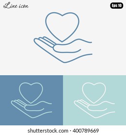 Line icon-heart in hand