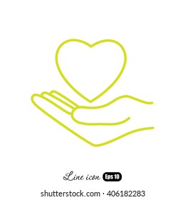 Line icon-heart in hand