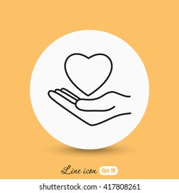 Line icon-heart in hand