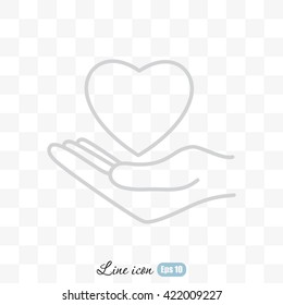 Line icon-heart in hand