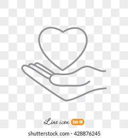 Line icon-heart in hand