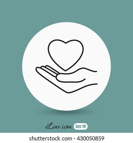 Line icon-heart in hand