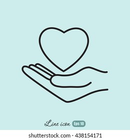 Line icon-heart in hand
