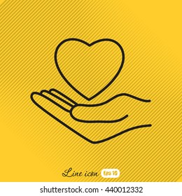Line icon-heart in hand