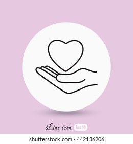 Line icon-heart in hand