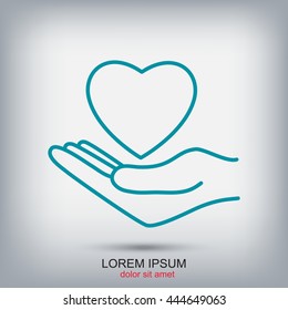 Line icon-heart in hand