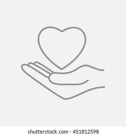 Line icon-heart in hand
