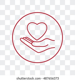 Line icon-heart in hand