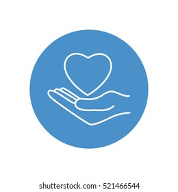 Line icon-heart in hand