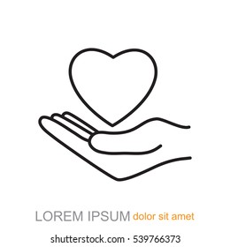 Line icon-heart in hand