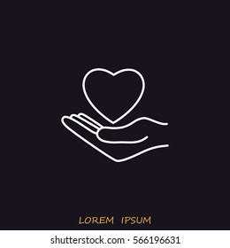 Line icon-heart in hand