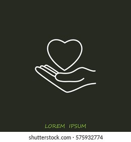 Line icon-heart in hand