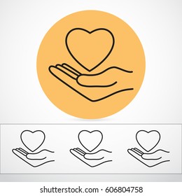 Line icon-heart in hand