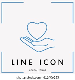 Line icon-heart in hand