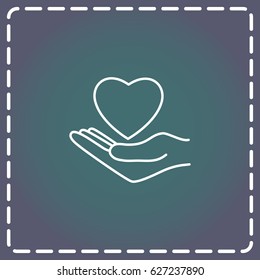 Line icon-heart in hand