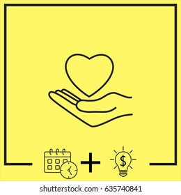 Line icon-heart in hand