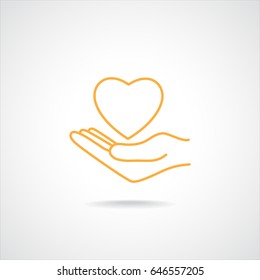 Line icon-heart in hand