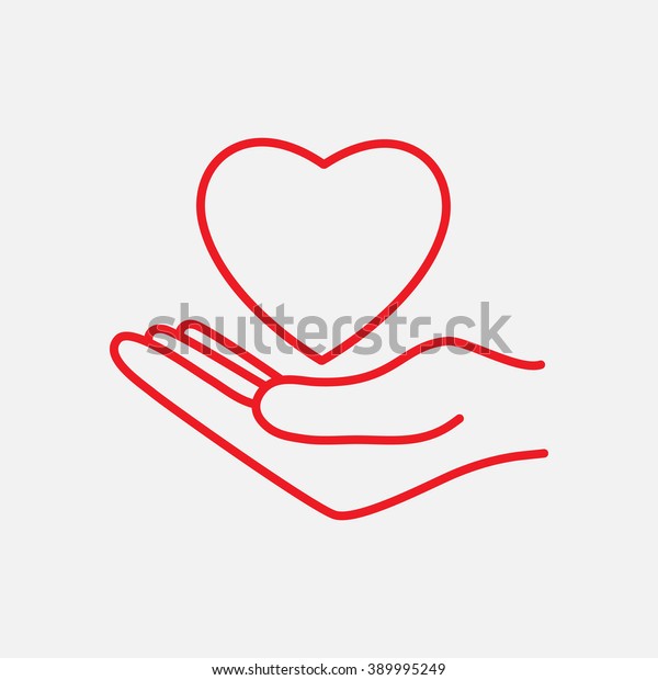 Line Iconheart Hand Stock Vector (Royalty Free) 389995249
