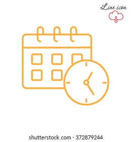 Line icon-office clock with calendar