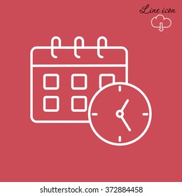 Line icon-office clock with calendar