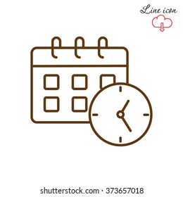 Line icon-office clock with calendar