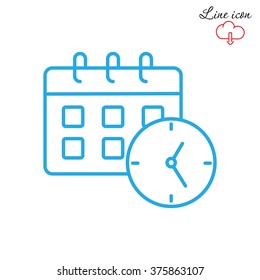 Line icon-office clock with calendar