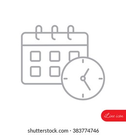 Line icon-office clock with calendar