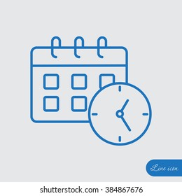 Line icon-office clock with calendar