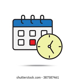 Line icon-office clock with calendar