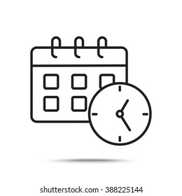 Line icon-office clock with calendar